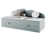 Kinderbett 80x200 cm mit BONELL-Matratze und Bettkasten, Polsterbett LEONARD 2M