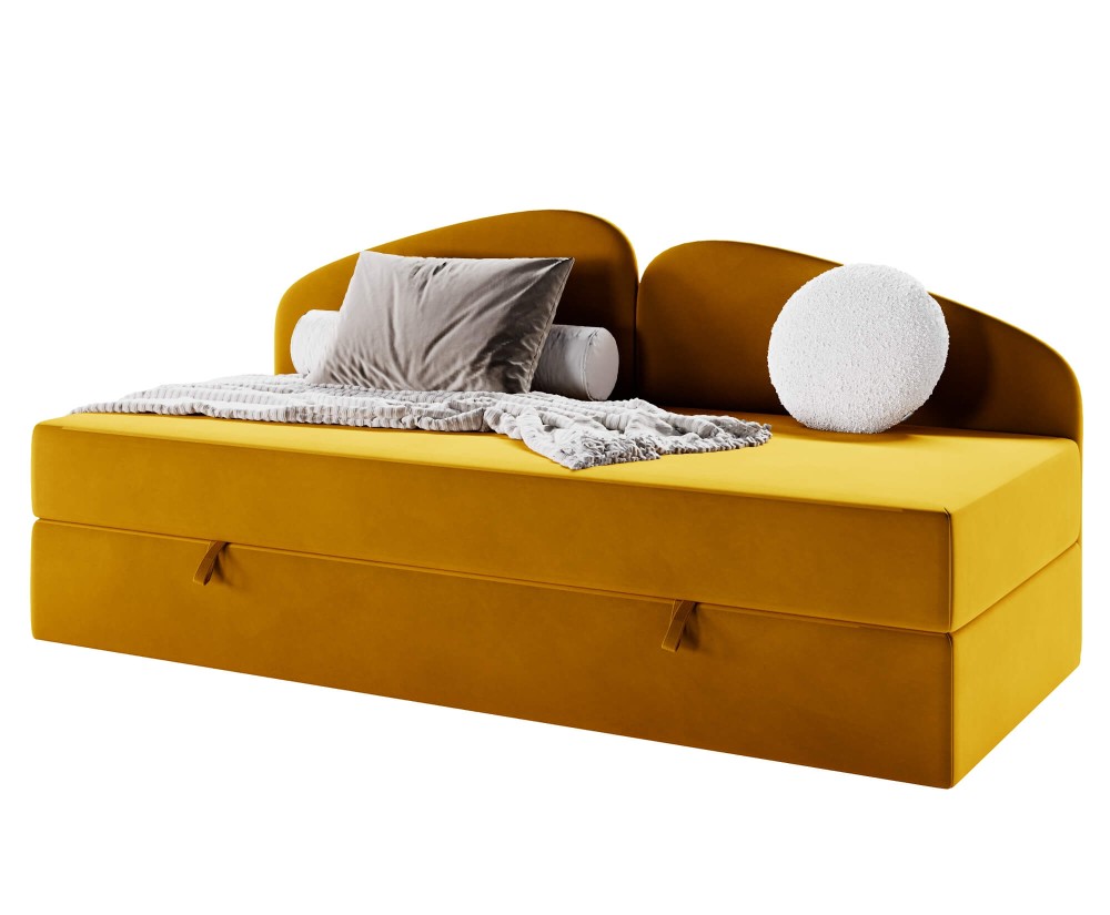 Kinderbett 80x200 cm mit BONELL-Matratze und Bettkasten, Polsterbett LEONARD 2M
