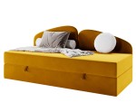 Kinderbett 80x200 cm mit BONELL-Matratze und Bettkasten, Polsterbett LEONARD 2M