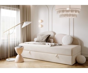 LEONARD Kinderbett 80x200 cm, Polsterbett, Einzelbett mit Matratze und Bettkasten