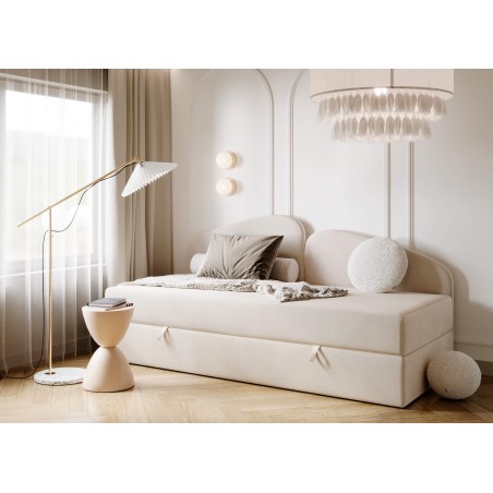 LEONARD Kinderbett 80x200 cm, Polsterbett, Einzelbett mit Matratze und Bettkasten