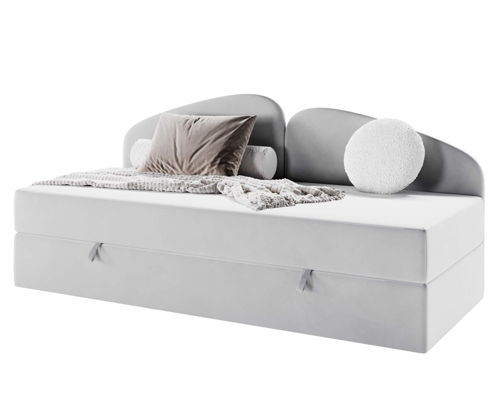 LEONARD Funktionales Bett 100x200 cm, Polsterbett, Einzelbett mit Matratze und Bettkasten