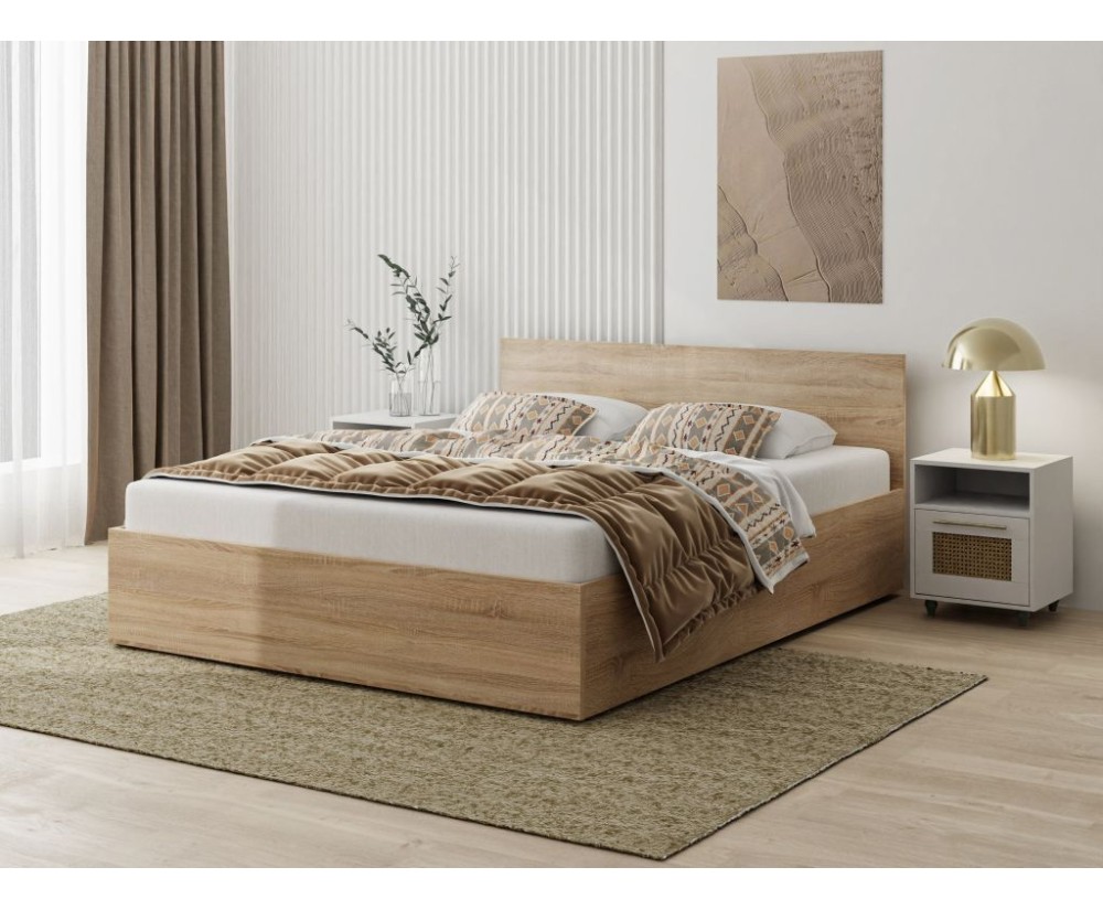Doppelbett, Ehebett 140x200 cm mit Lattenrost, Sonoma Eiche, MONAKO