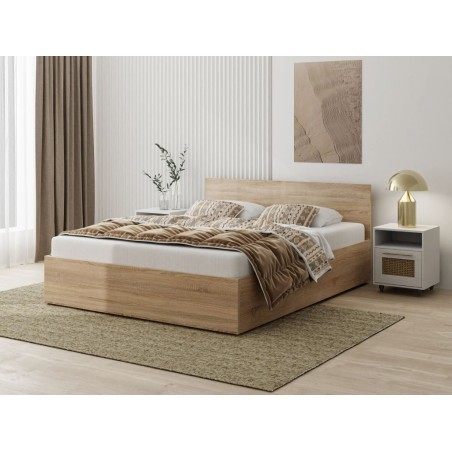 Doppelbett, Ehebett 140x200 cm mit Lattenrost, Sonoma Eiche, MONAKO