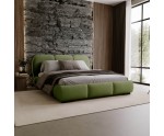 Stilvolles Polsterbett 140x200 cm für Schlafzimmer, Ehebett mit Lattenrost, Bettkasten, Bouclé-Stoff, TIMOR