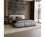 Designer Polsterbett 160x200 cm für Schlafzimmer, Ehebett mit Lattenrost, Bettkasten, Bouclé-Stoff, TIMOR
