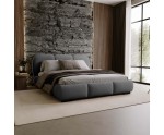 Designer Polsterbett 160x200 cm für Schlafzimmer, Ehebett mit Lattenrost, Bettkasten, Bouclé-Stoff, TIMOR Designer Polsterbett 160x200 cm für Schlafzimmer, Ehebett mit Lattenrost, Bettkasten, Bouclé-Stoff, TIMOR