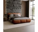 Elegantes Polsterbett 180x200 cm für Schlafzimmer, Ehebett mit Lattenrost, Bettkasten, Bouclé-Stoff, TIMOR