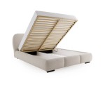 Elegantes Polsterbett 180x200 cm für Schlafzimmer, Ehebett mit Lattenrost, Bettkasten, Bouclé-Stoff, TIMOR