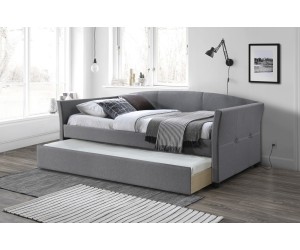 LAMARO HL2 Polsterbett 90x200 cm, Schlafsofa mit Ausziehbett, zwei Schlafgelegenheiten, elegantes Aschgrau