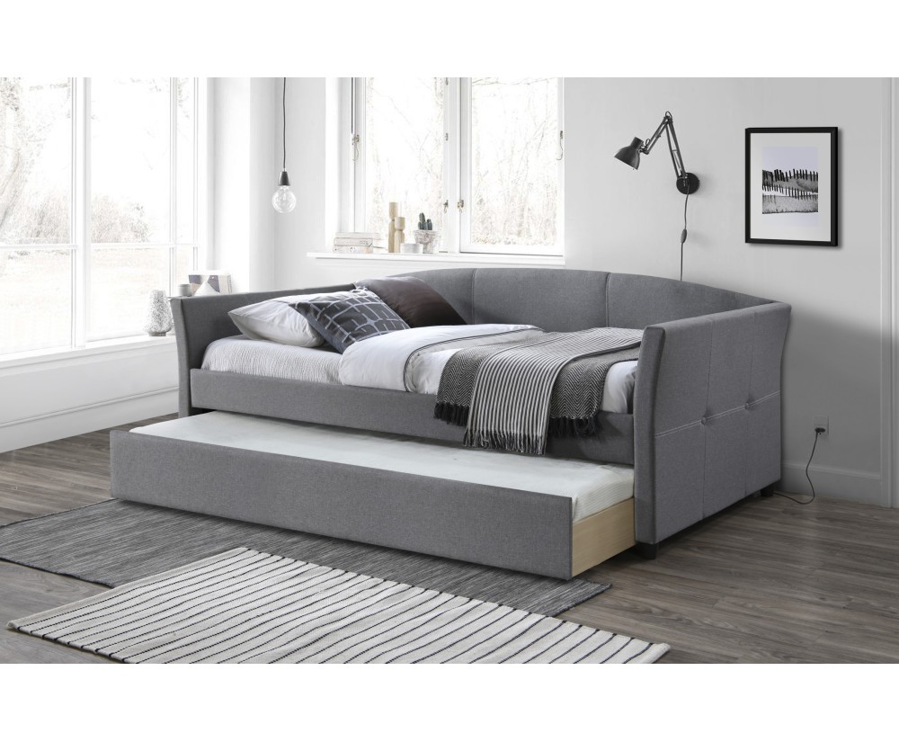 LAMARO HL2 Polsterbett 90x200 cm, Schlafsofa mit Ausziehbett, zwei Schlafgelegenheiten, elegantes Aschgrau