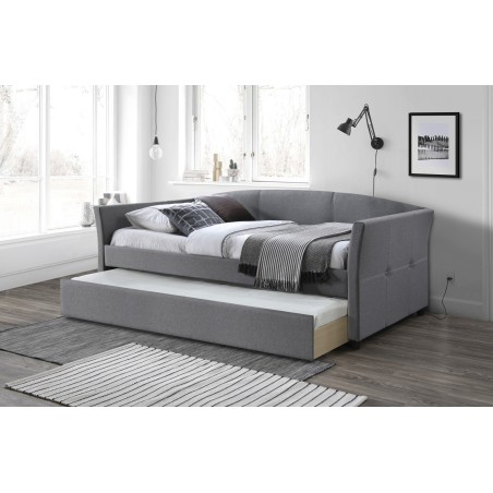 LAMARO HL2 Polsterbett 90x200 cm, Schlafsofa mit Ausziehbett, zwei Schlafgelegenheiten, elegantes Aschgrau