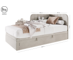 Jugendbett 80x200 cm mit Bettkasten, Polsterbett für Jugendzimmer, Eckbett KEVIN 1R