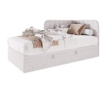 Komfortables Eckbett 90x200 cm mit Bettkasten, Einzelbett, Polsterbett für Jugendzimmer, KEVIN 1R Komfortables Eckbett 90x200 cm mit Bettkasten, Einzelbett, Polsterbett für Jugendzimmer, KEVIN 1R