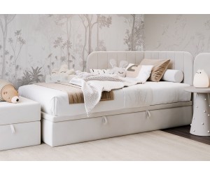 KEVIN 1R Polsterbett 100x200 cm mit Bettkasten, Einzelbett, Eckbett für Jugendzimmer