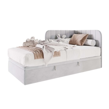 Stilvolles Eckbett 120x200 cm mit Bettkasten, Einzelbett, Polsterbett, Schlafsofa KEVIN 1R