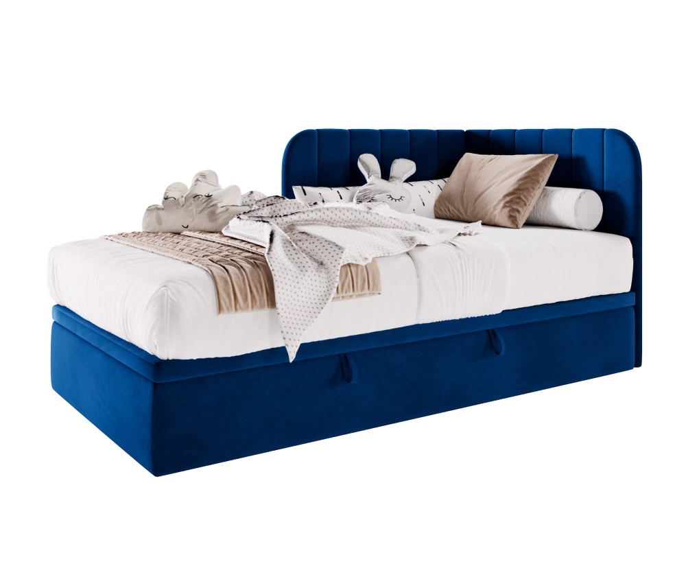 Stilvolles Eckbett 120x200 cm mit Bettkasten, Einzelbett, Polsterbett, Schlafsofa KEVIN 1R Stilvolles Eckbett 120x200 cm mit Bettkasten, Einzelbett, Polsterbett, Schlafsofa KEVIN 1R