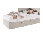 Stilvolles Eckbett 120x200 cm mit Bettkasten, Einzelbett, Polsterbett, Schlafsofa KEVIN 1R