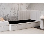Stilvolles Eckbett 120x200 cm mit Bettkasten, Einzelbett, Polsterbett, Schlafsofa, KEVIN 1R
