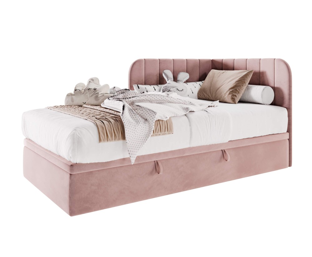 Stilvolles Eckbett 120x200 cm mit Bettkasten, Einzelbett, Polsterbett, Schlafsofa KEVIN 1R Stilvolles Eckbett 120x200 cm mit Bettkasten, Einzelbett, Polsterbett, Schlafsofa KEVIN 1R