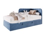 Stilvolles Eckbett 120x200 cm mit Bettkasten, Einzelbett, Polsterbett, Schlafsofa KEVIN 1R