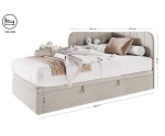 Stilvolles Eckbett 120x200 cm mit Bettkasten, Einzelbett, Polsterbett, Schlafsofa, KEVIN 1R