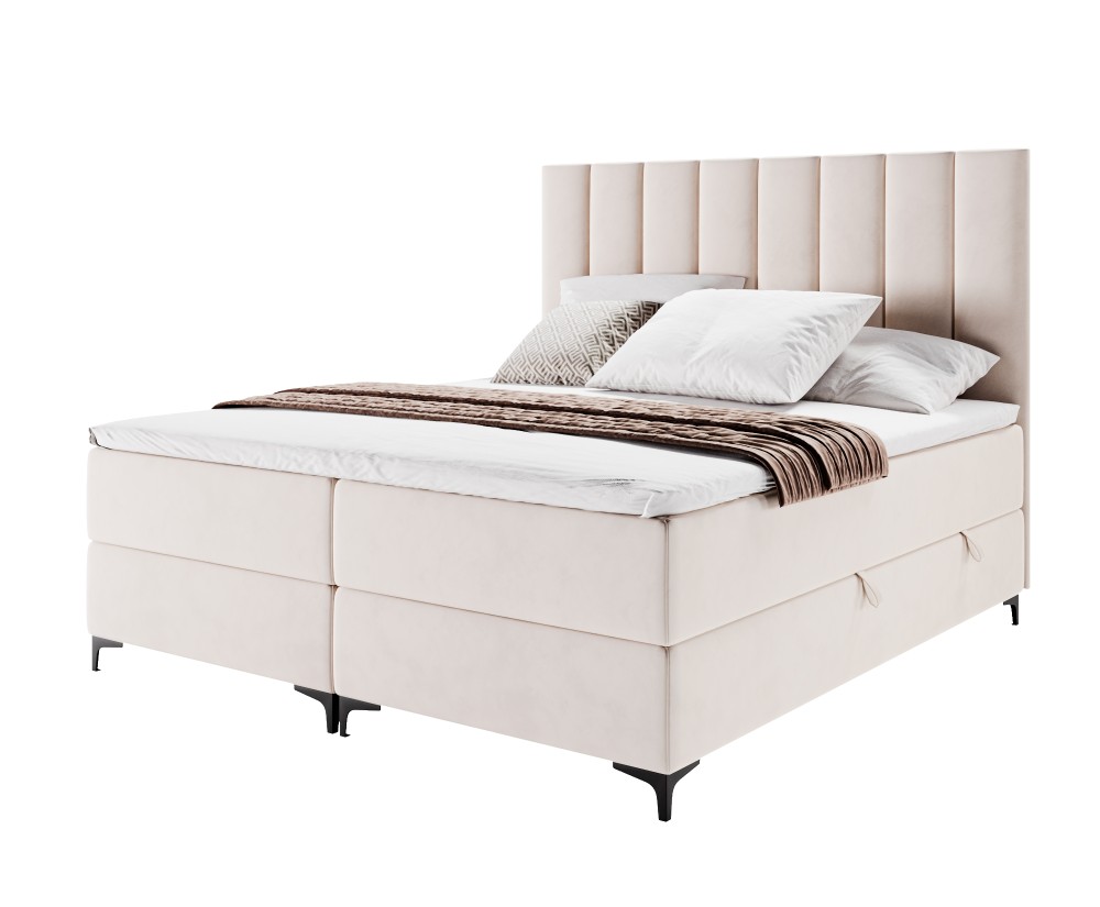 Elegantes Boxspringbett 140x200 cm für Schlafzimmer, Doppelbett, Ehebett mit Bettkasten, BARCELONA 1M