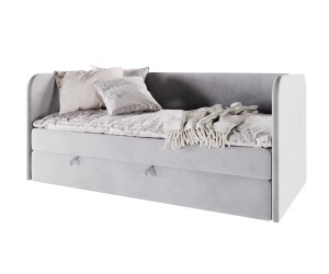 Kinderbett 80x180 cm, Jugendbett, Einzelbett mit Bettkasten und Matratze, OLIVIER 2M