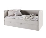 Kinderbett 80x180 cm, Jugendbett, Einzelbett mit Bettkasten und Matratze, OLIVIER 2M