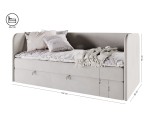 Kinderbett 80x180 cm, Jugendbett, Einzelbett mit Bettkasten und Matratze, OLIVIER 2M
