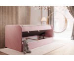 Kinderbett 80x180 cm, Jugendbett, Einzelbett mit Bettkasten und Matratze, OLIVIER 2M