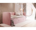 Kinderbett 80x180 cm, Jugendbett, Einzelbett mit Bettkasten und Matratze, OLIVIER 2M