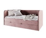 Polsterbett 90x200 cm in U-Form, Kinderbett, Einzelbett mit Bettkasten und Matratze, OLIVIER 2M