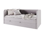Polsterbett 90x200 cm in U-Form, Kinderbett, Einzelbett mit Bettkasten und Matratze, OLIVIER 2M