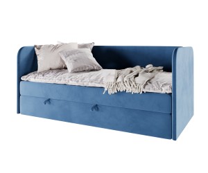 OLIVIER 2M Polsterbett 90x200 cm in U-Form, Kinderbett, Einzelbett mit Bettkasten und Matratze