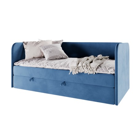 OLIVIER 2M Polsterbett 90x200 cm in U-Form, Kinderbett, Einzelbett mit Bettkasten und Matratze