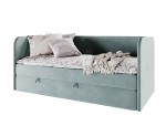 Modernes Bett 100x200 cm in U-Form, Polsterbett mit Bettkasten und Matratze, Schlafsofa, OLIVIER 2M