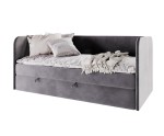 Modernes Bett 100x200 cm in U-Form, Polsterbett mit Bettkasten und Matratze, Schlafsofa, OLIVIER 2M