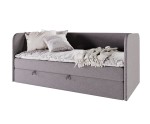 Modernes Bett 100x200 cm in U-Form, Polsterbett mit Bettkasten und Matratze, Schlafsofa, OLIVIER 2M