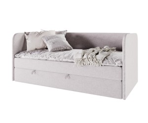 OLIVIER 2M Funktionales Polsterbett 120x200 cm in U-Form, Einzelbett mit Bettkasten und Matratze, Schlafsofa