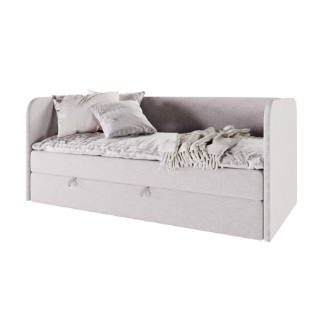 OLIVIER 2M Funktionales Polsterbett 120x200 cm in U-Form, Einzelbett mit Bettkasten und Matratze, Schlafsofa