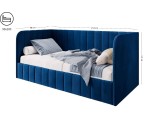 Jugendbett 90x200 cm, Polsterbett mit Bettkasten und Lattenrost, Einzelbett für Jugendzimmer, Riviera 81 dunkelblau, MARIO SM 05 Jugendbett 90x200 cm, Polsterbett mit Bettkasten und Lattenrost, Einzelbett für Jugendzimmer, Riviera 81 dunkelblau, MARIO SM 05