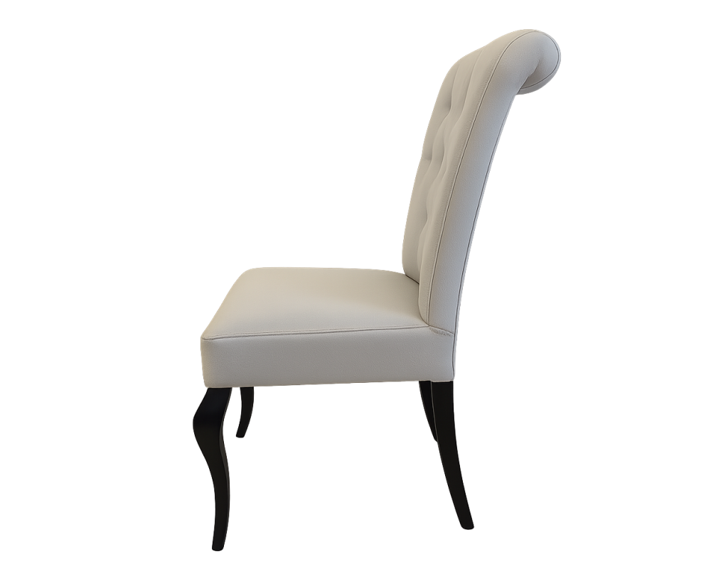 VERSANDFERTIG! Stuhl, Polsterstuhl, vordere Beine gebogen im Louis-Stil, hellgrau versandbereit, MERSO S63