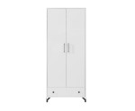 Kleiderschrank zweitürig Breite 80 cm, Drehtürenschrank lux weiß / weiß glänzend, BERGAMO 1