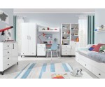 Kleiderschrank zweitürig Breite 80 cm, Drehtürenschrank lux weiß / weiß glänzend, BERGAMO 1