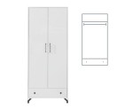 Kleiderschrank zweitürig Breite 80 cm, Drehtürenschrank lux weiß / weiß glänzend, BERGAMO 1
