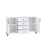Kommode zweitürig mit 4 Schubladen, Breite 140 cm, Sideboard, lux weiß / weiß glänzend, BERGAMO 6
