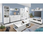 Kommode zweitürig mit 4 Schubladen, Breite 140 cm, Sideboard, lux weiß / weiß glänzend, BERGAMO 6