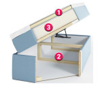 Set mit zwei Hotelbetten 90x200 cm mit Bettkasten, LARA 1M