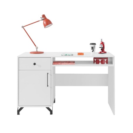 BERGAMO 9 Schreibtisch eintürig mit Schublade, Breite 125 cm, lux weiß / weiß glänzend